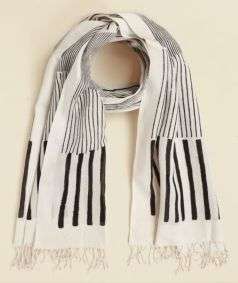 Stripe Pattern Silk Cotton Scarf
