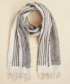 Traditional Geometric Pattern Silk Cotton Scarf