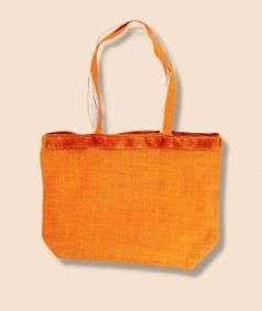 Jute Bag with Zari Embroidery, Orange