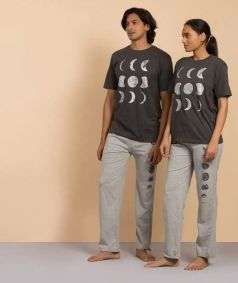 Moon Phases Silver Print Unisex T-shirt, Dark Grey