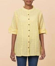 Yellow Crinkled Shirt for Women