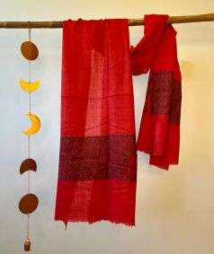 Wool Silk Shawl, Black & Red