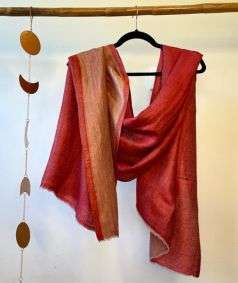 Wool Zari Reversible Shawl, Red
