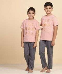 Moon Phases Copper Print Unisex T-shirt for Kids, Rose