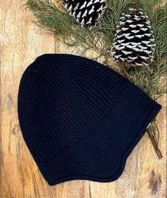 Woolen Hat with Ear Flaps, Navy 