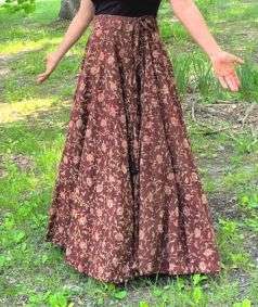 Rosewood Blooms, Handloom Kalamkari Block Print Skirt