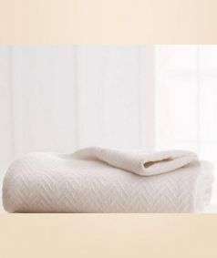 Cotton Loom Woven Blanket, White