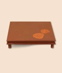 Lotus Leaf Copper Inlay Wooden Table 18''x18''
